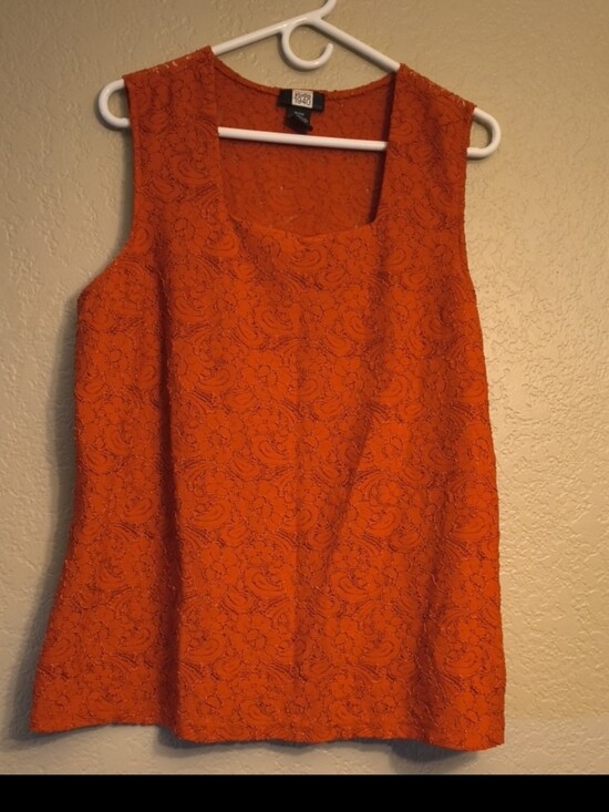 Studio Tops - Studio 1940 Vintage Rust Colored Lace Square Neck Tank 18/20W Floral Embroidery